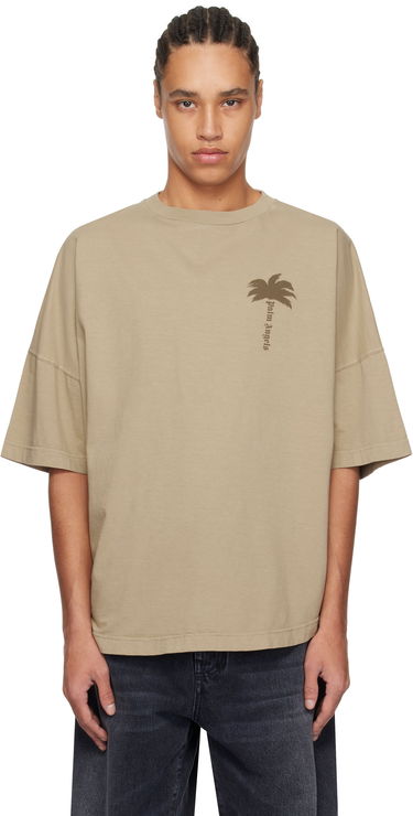 T-shirt Palm Angels Palm Angels Palms Over T-Shirt Beige | PMAA002S25JER0046161, 0