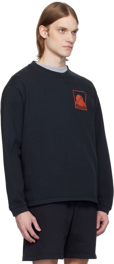 Sweater Rhude Rhude Moonlight Badge Long Sleeve T-Shirt Sort | RHSS25TT16012, 1