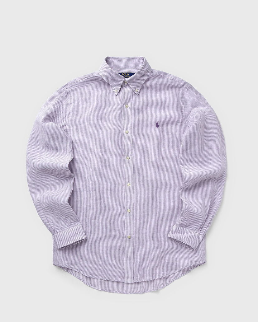 Skjorte Polo by Ralph Lauren Long Sleeve Striped Linen Button-Down Sport Shirt Lilla | 710968973006