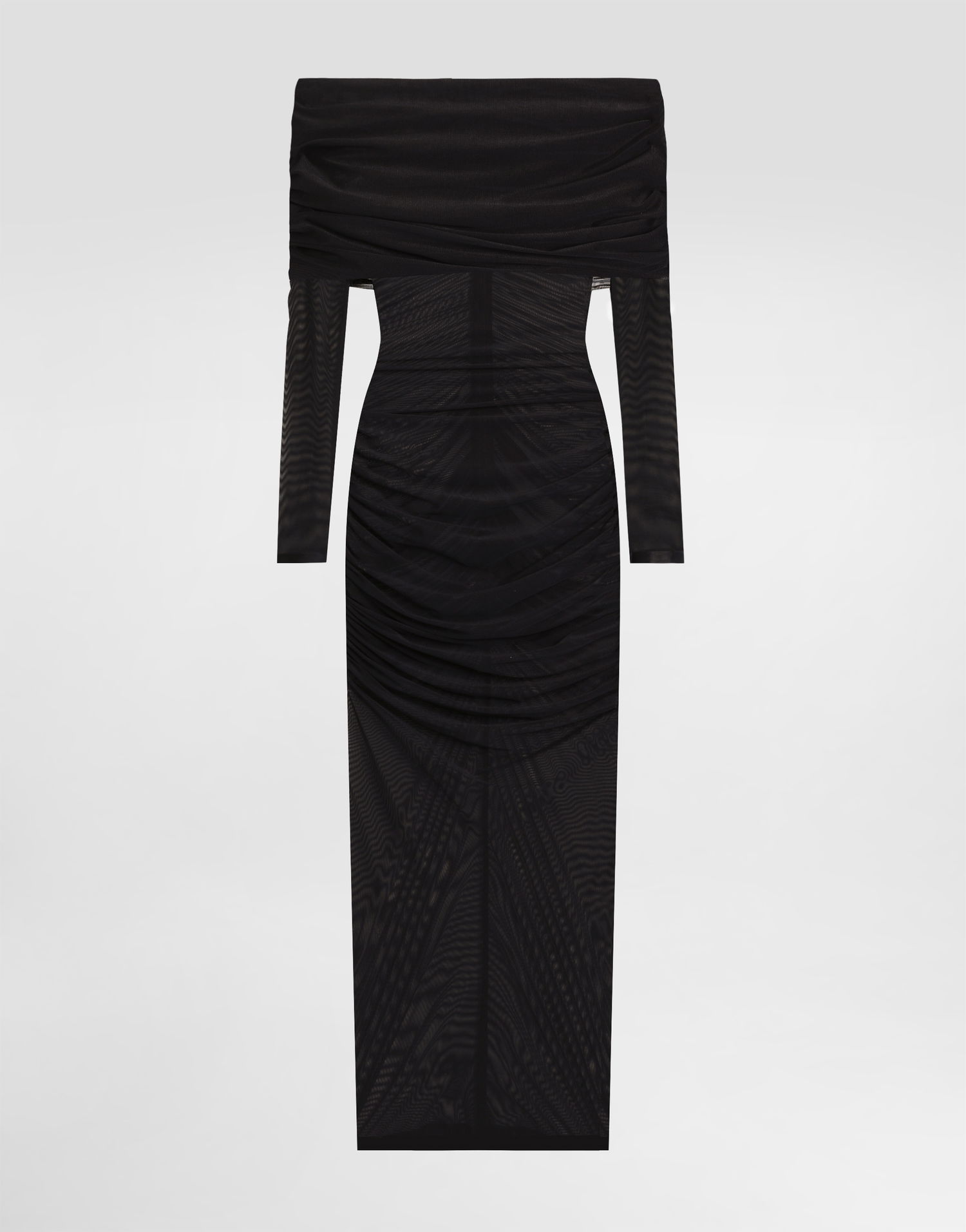 Kjole Dolce & Gabbana Dolce & Gabbana Draped Tulle Calf-Length Dress Sort | F6TLSTFLRC2N0000, 0