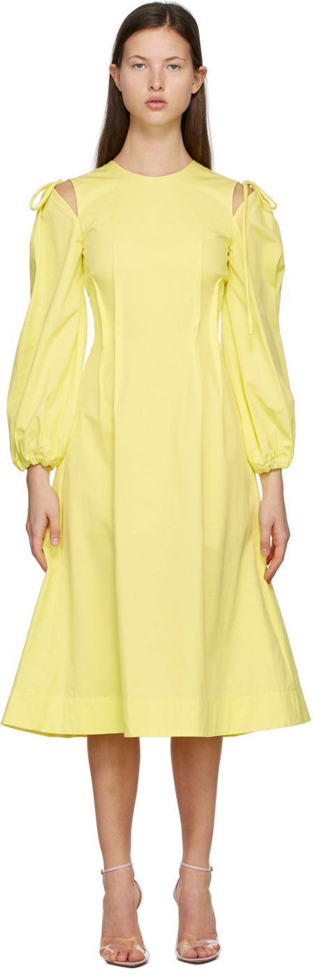Kjole MSGM MSGM Cut-Out Midi Dress Gul | 3041MDA25 217109, 0