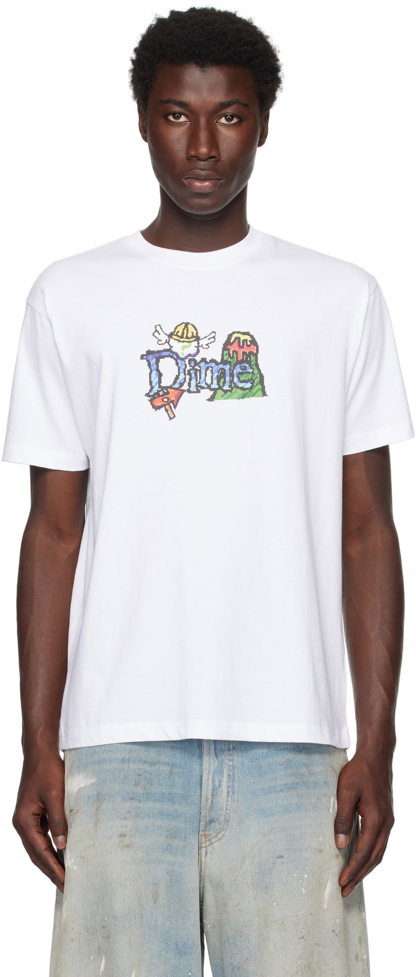T-shirt Dime Classic Fuzzy Graphic T-Shirt Hvid | DIMESU2550WHT