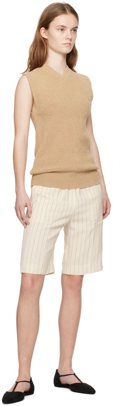 Sweater TOTEME TOTEME V-Neck Tank Top Beige | 242-WRT2210-YA0043, 3