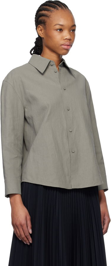 Skjorte Jil Sander Jil Sander Cropped Linen Shirt Grøn | J02DL0205_J60001, 1
