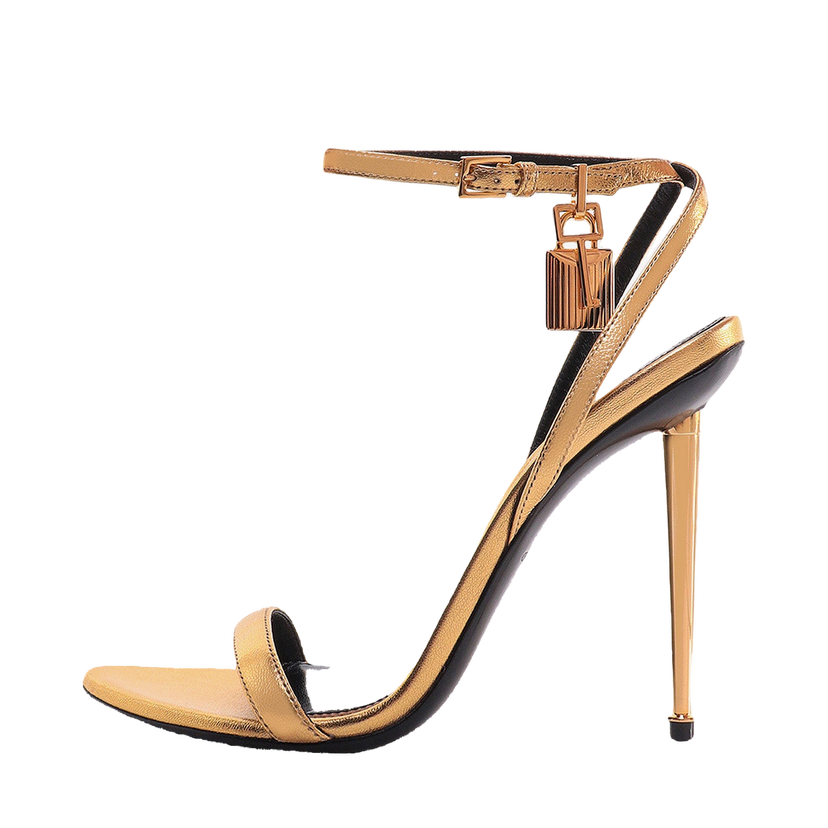 Sneakers og sko Tom Ford Metallic Leather Padlock Sandals Metalisk | W2272LSP014G1Y004