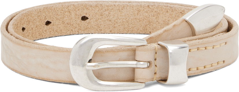 Bælter OUR LEGACY Textured Leather Buckle Belt Beige | A4258CCW
