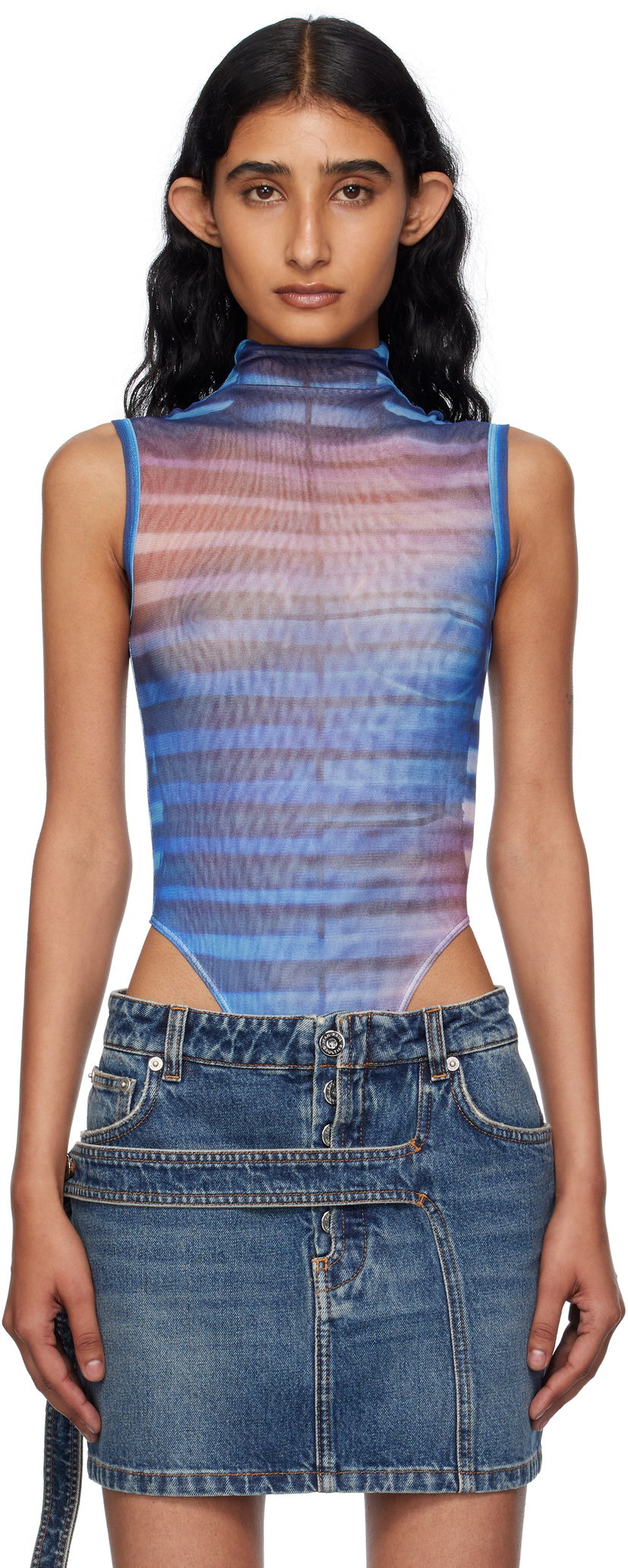 Krop Jean Paul Gaultier Jean Paul Gaultier High Neck Printed Bodysuit Blå | 25/03-W-TO331-M005P-565034