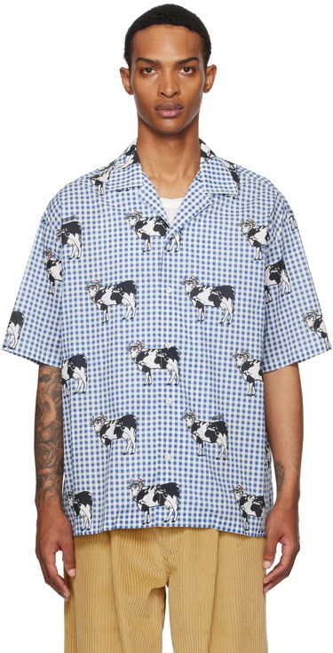 Skjorte Moschino Moschino Archive Cow Gingham Print Shirt Blå | 252ZZV021352541293, 0