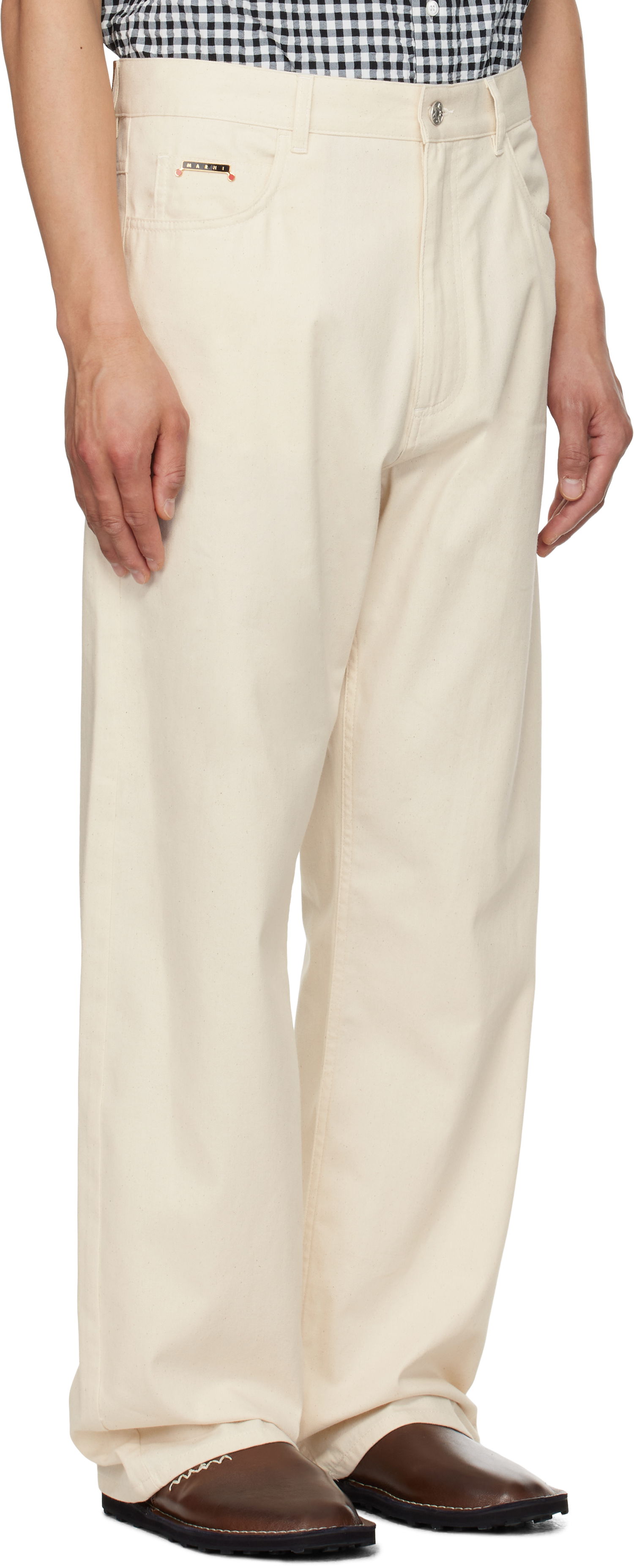 Bukser Marni Marni Wide-Leg Denim Jeans Beige | PUJU0021A0 UTC476, 1