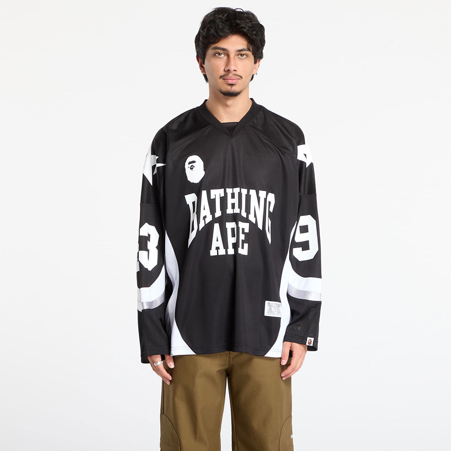 Jersey BAPE Line Camo Jacquard Logo Relaxed Fit Ice Hockey Jersey Sort | 001LTL801313MBLK, 0