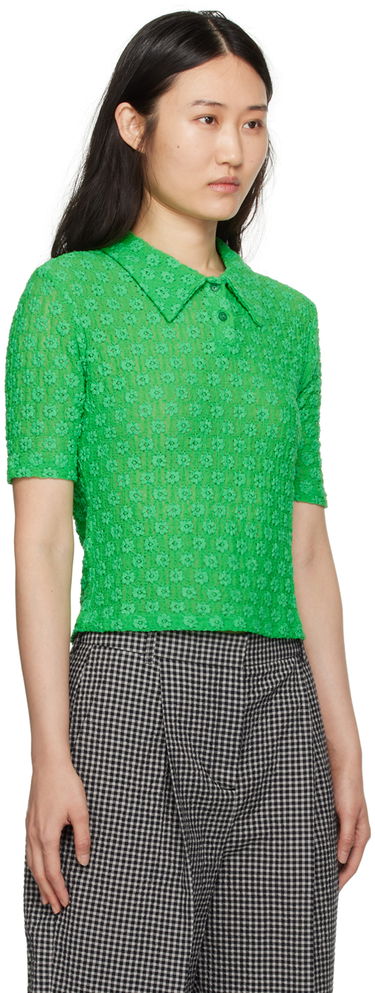 Polo skjorte YMC Floral Polo Grøn | Q2WAP, 1
