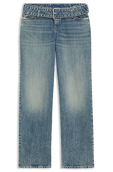 Jeans BOSS Baggy Jeans with Denim Belt Blå | 50541520
