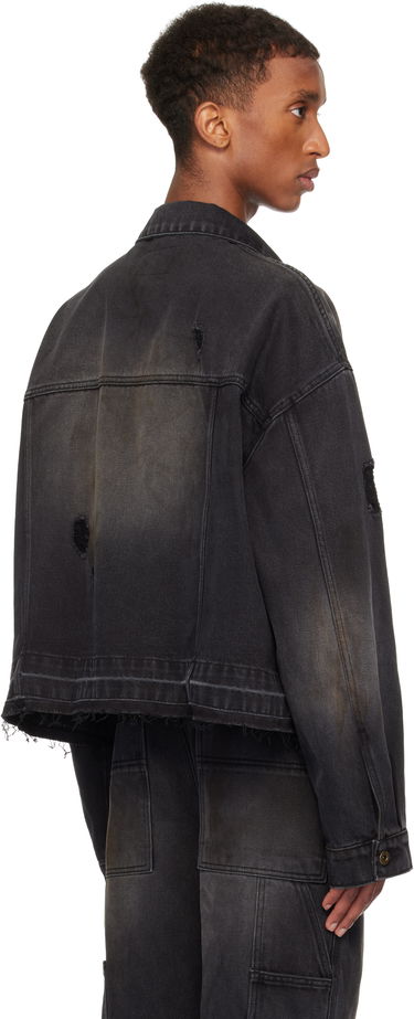 Jakke We11done Distressed Denim Jacket Sort | WD-DJ3-24-310-U-BK, 2