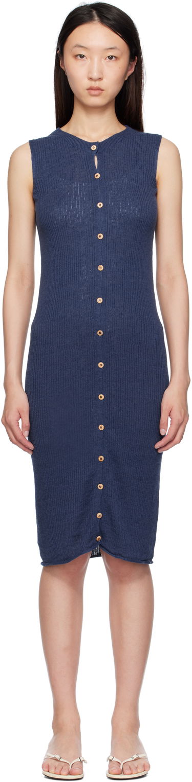 Kjole Baserange Baserange Sleeveless Button-Front Midi Dress Blå | DRDR-LI-SU25, 0