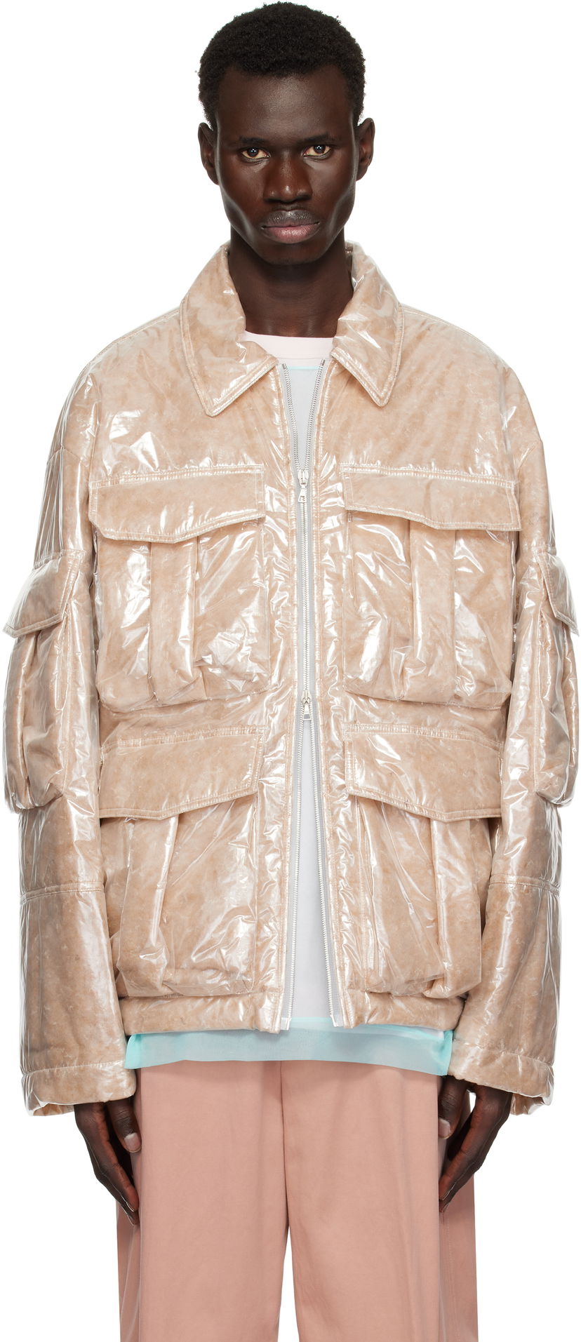 Bomberjakke Dries Van Noten Dries Van Noten Puffed Nylon Jacket Beige | 251-020526-1257