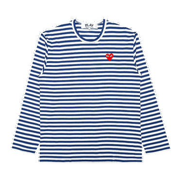 T-shirt Comme des Garçons PLAY Striped Big Heart Tee Mørkeblå | AZ T164 051 2, 0