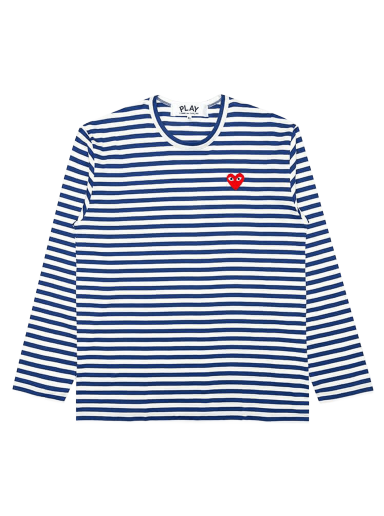 T-shirt Comme des Garçons PLAY Striped Big Heart Tee Mørkeblå | AZ T164 051 2