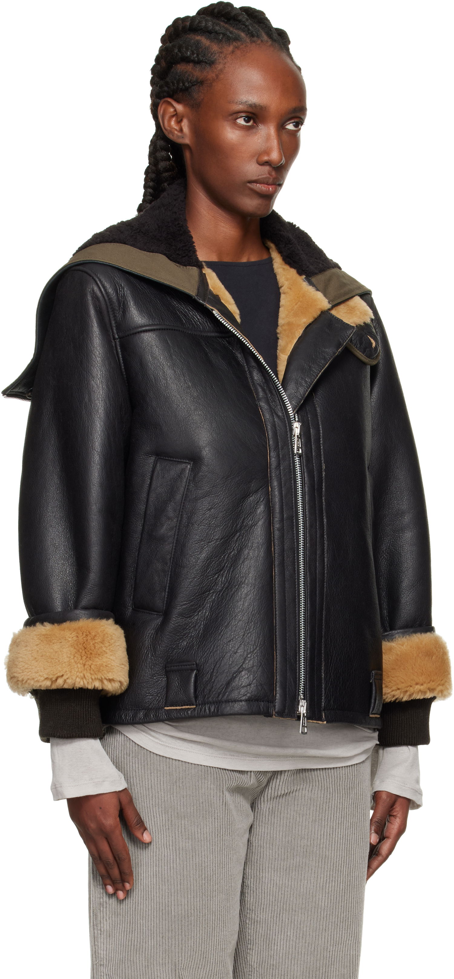 Jakke OUR LEGACY Our Legacy Blizzard Shearling Leather Jacket Sort | W4259BN, 1