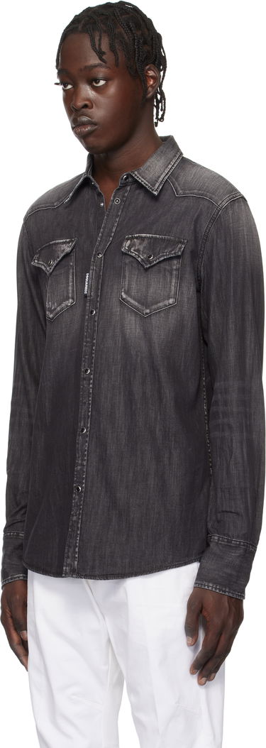 Skjorte DSQUARED2 Dsquared2 Classic Western Denim Shirt Grå | S74DM0848_S30826, 3