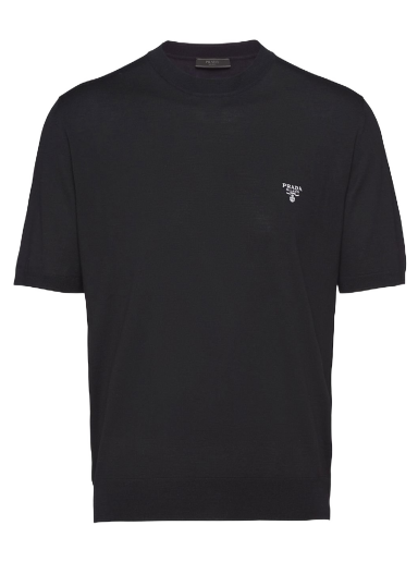 Skjorte Prada Embroidered Logo Wool Shirt Sort | UMB266S2121ZLE
