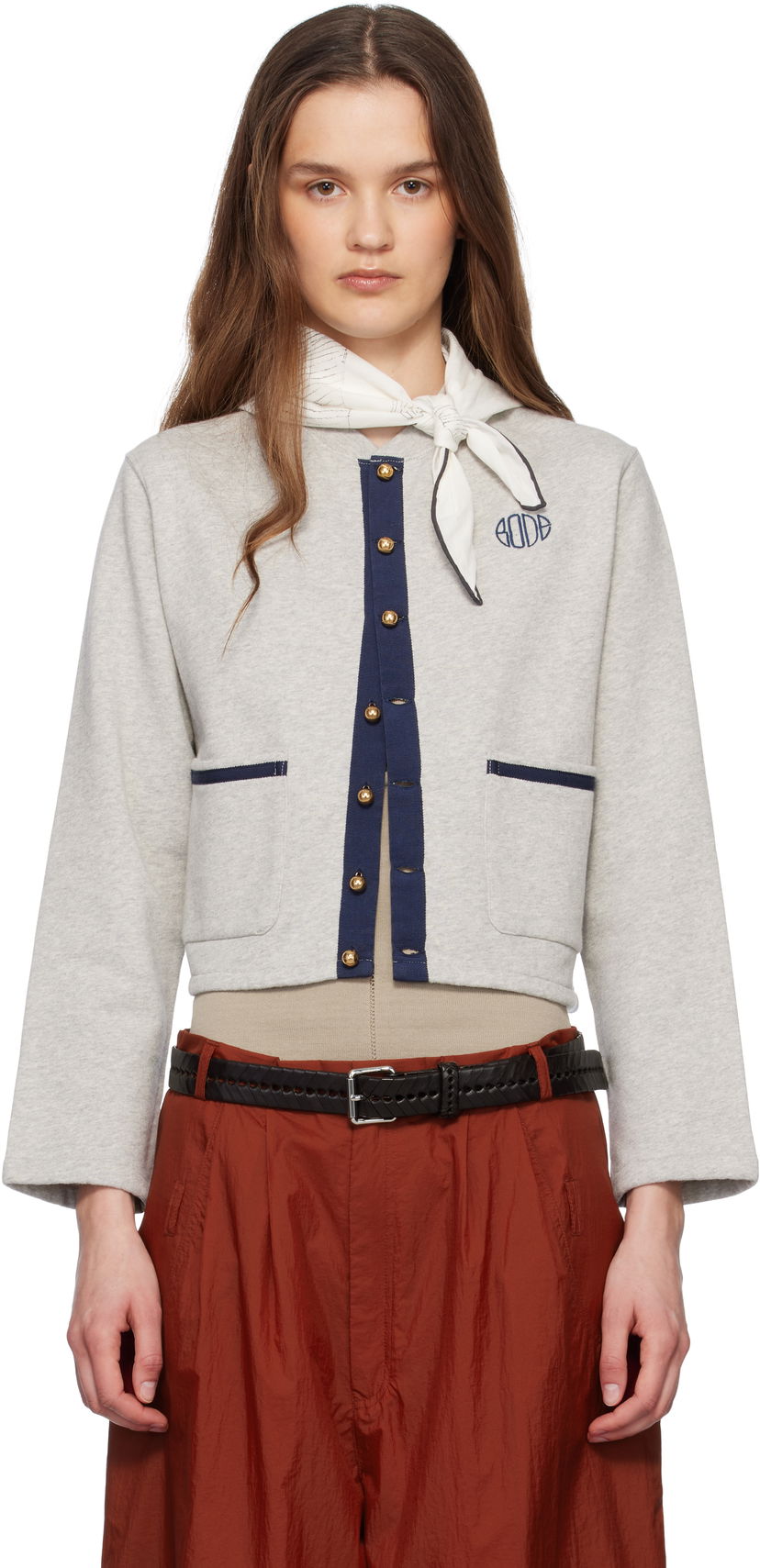 Sweater Bode Bode Heathered Cropped Cardigan Grå | WRS25CS019