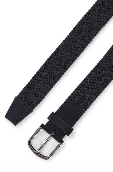 Bælter BOSS Woven Belt with Leather Trims Sort | 50537169, 1