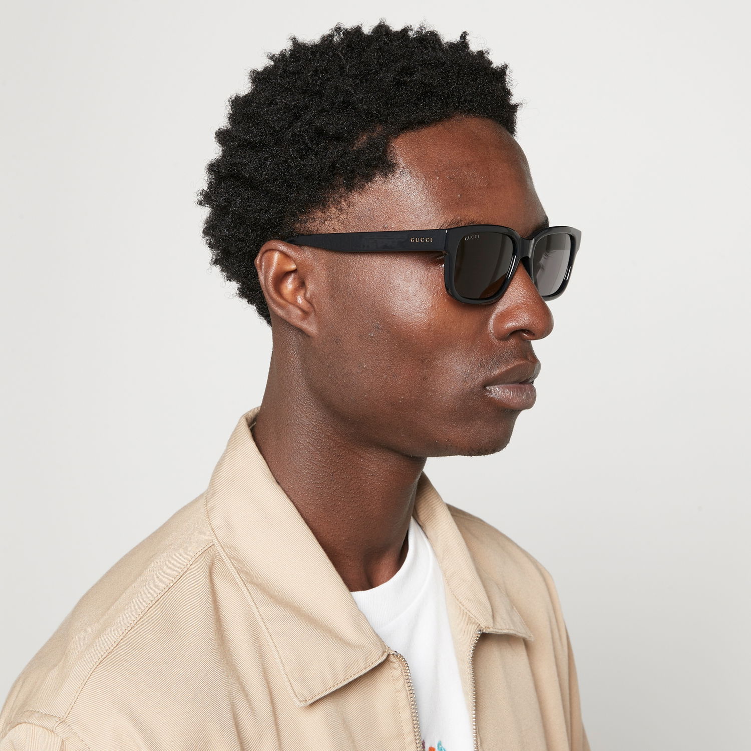 Solbriller Gucci Minimal Logo Acetate Rectangular Sunglasses Sort | GG1583S-001, 1