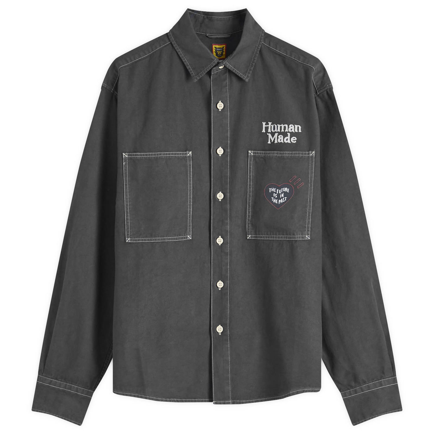 Skjorte Human Made Work Shirt Stitch Large Grå | HM28SH017-BK, 1