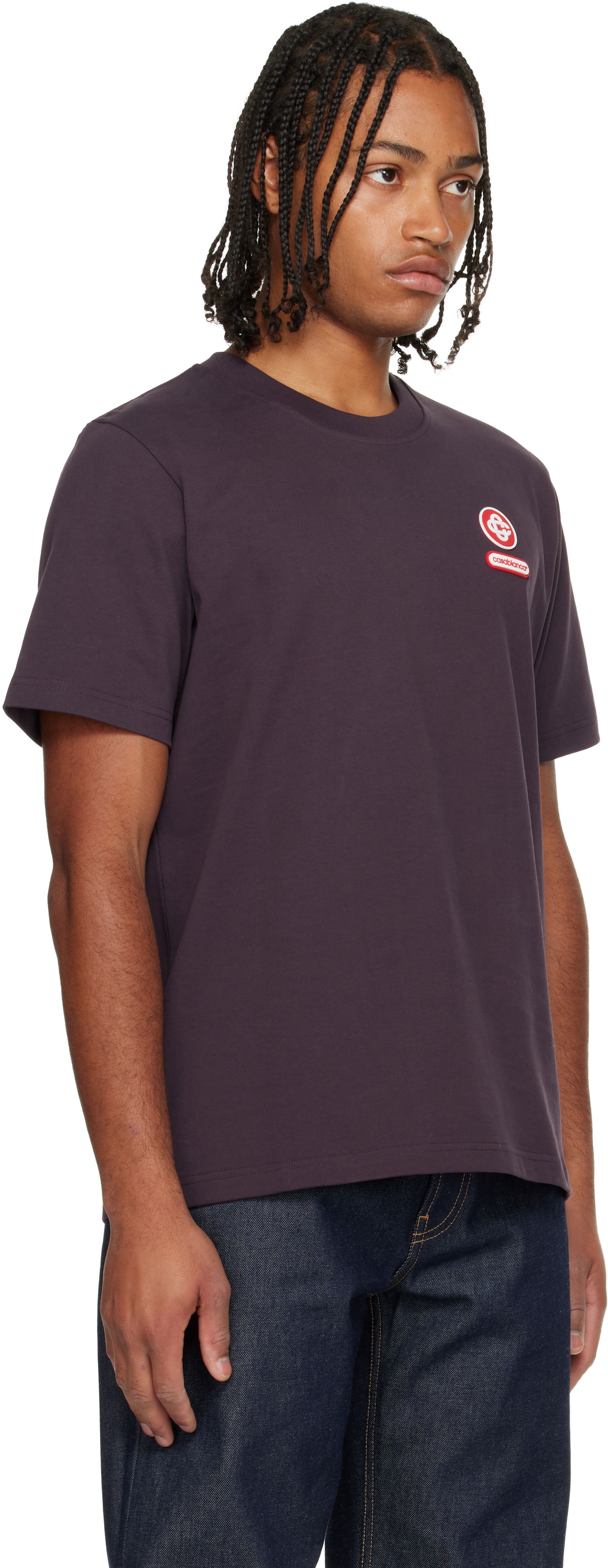 T-shirt Casablanca Logo Patch Short Sleeve T-Shirt Lilla | M-AW25-JTS-001-06, 1