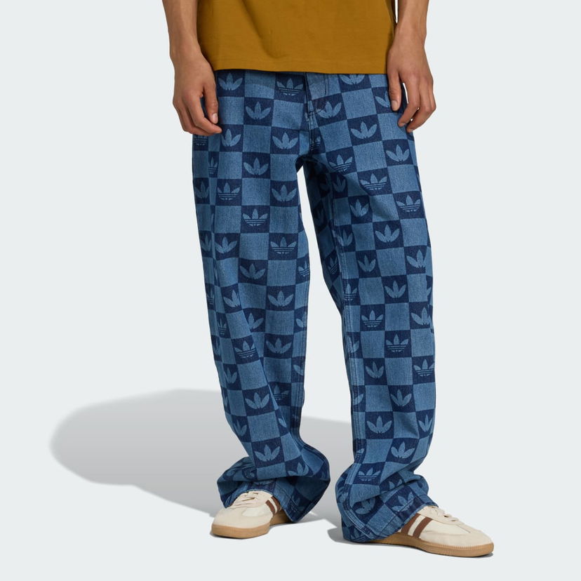 Jeans adidas Performance Allover Print Monogram Straight-Leg Jeans Blå | JY2993