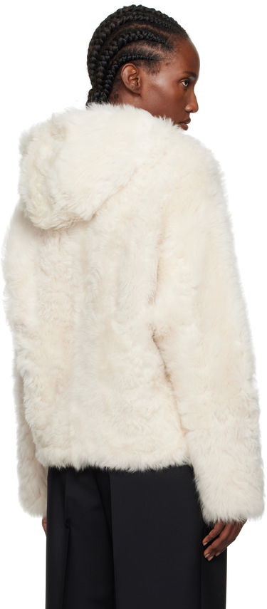 Jakke Yves Salomon Yves Salomon Short Hooded Shearling Jacket Hvid | 26W25WYV62461TOSX, 2