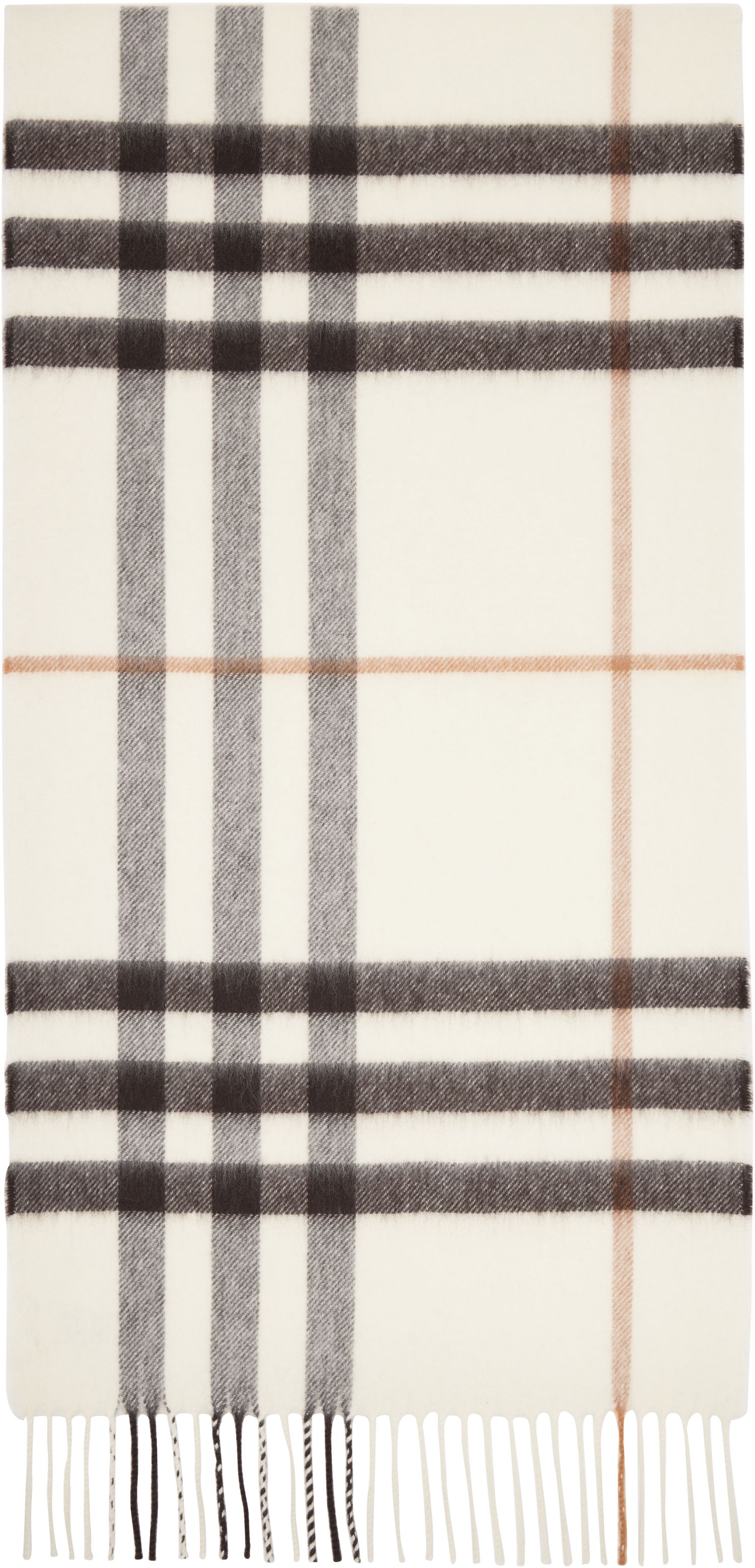 Tørklæde Burberry Burberry Check Cashmere Scarf Hvid | 8112634, 0