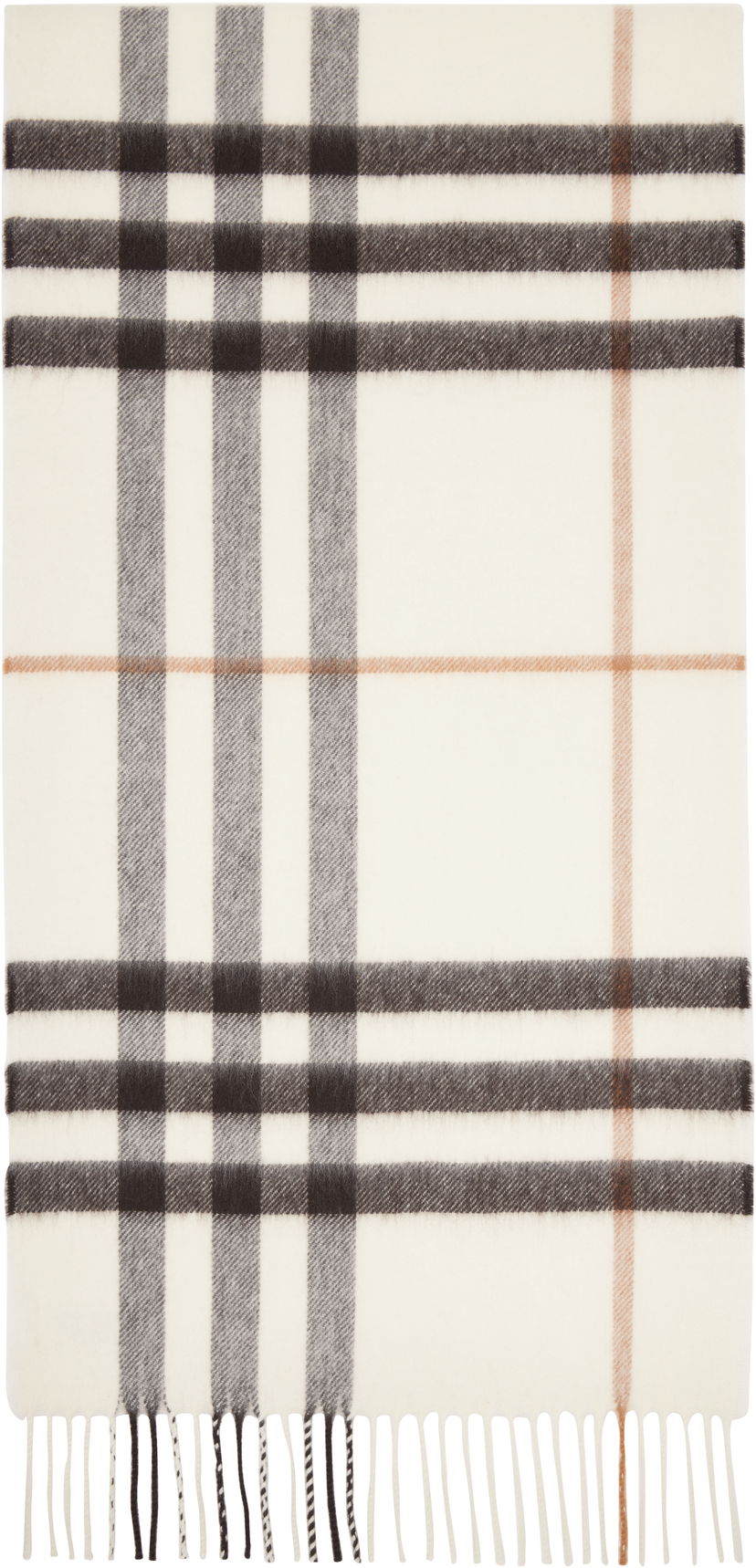 Tørklæde Burberry Burberry Check Cashmere Scarf Hvid | 8112634