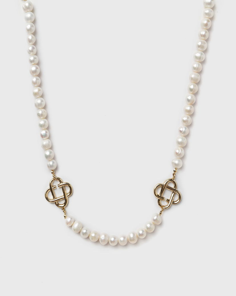 Halskæde Casablanca Pearl Logo Necklace Hvid | APF25-JW-085-01