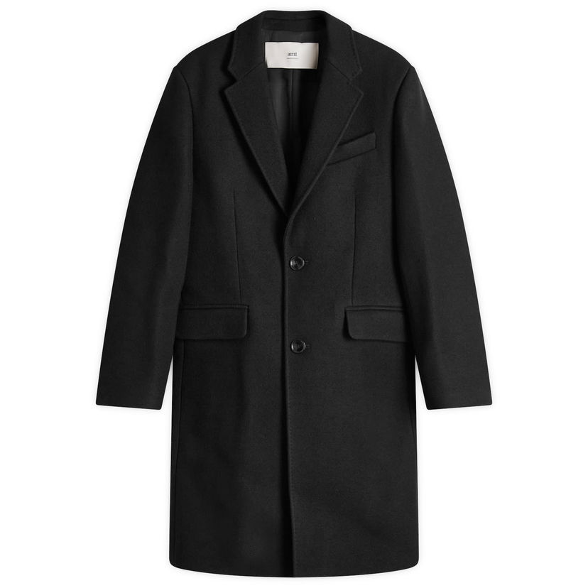 Frakker AMI Two Button Overcoat Black Sort | HCO010-WV0049-001