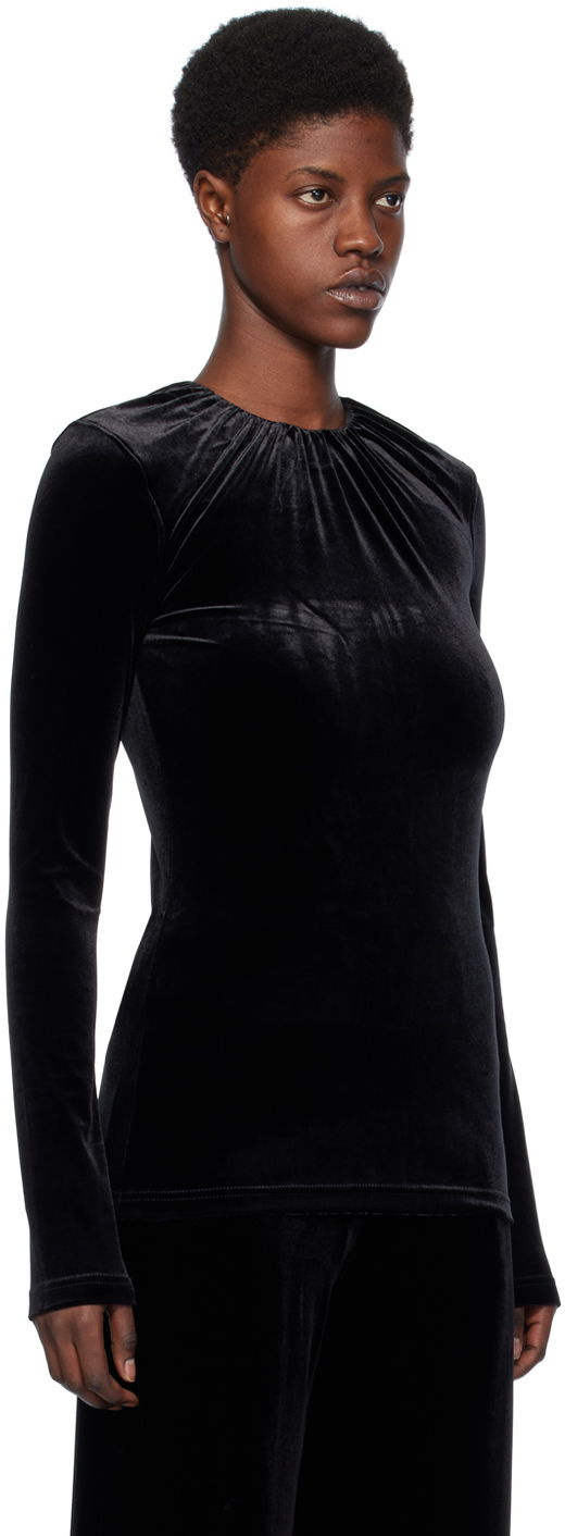 T-shirt TOTEME Gathered Long Sleeve T-Shirt Sort | 241-WRT1062-FB0078, 1