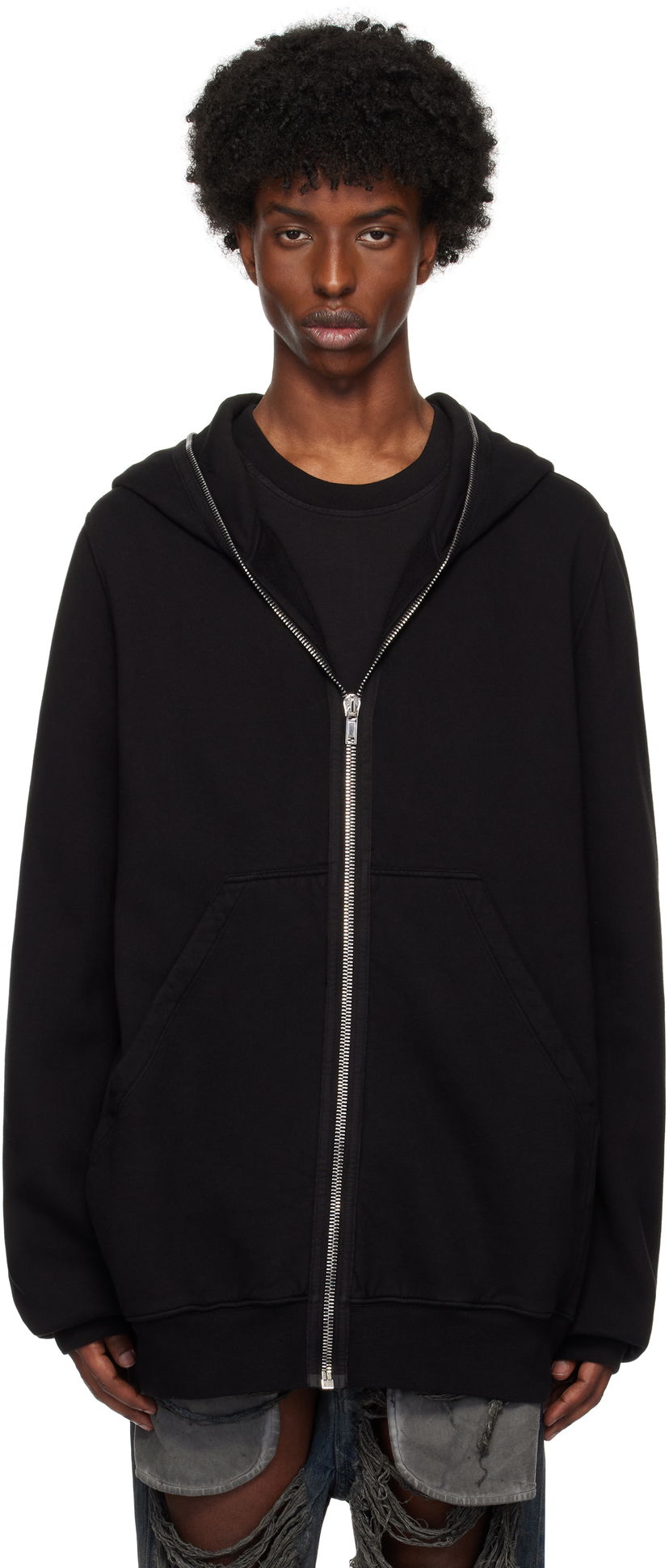 Sweatshirt Rick Owens Jumbo Gimp Hoodie Sort | DU02D2283 F