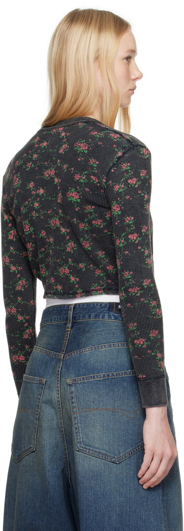Sweater Alexander Wang Alexander Wang Floral-Print Waffle Knit Cropped Cardigan Sort | 8C4245810P, 2