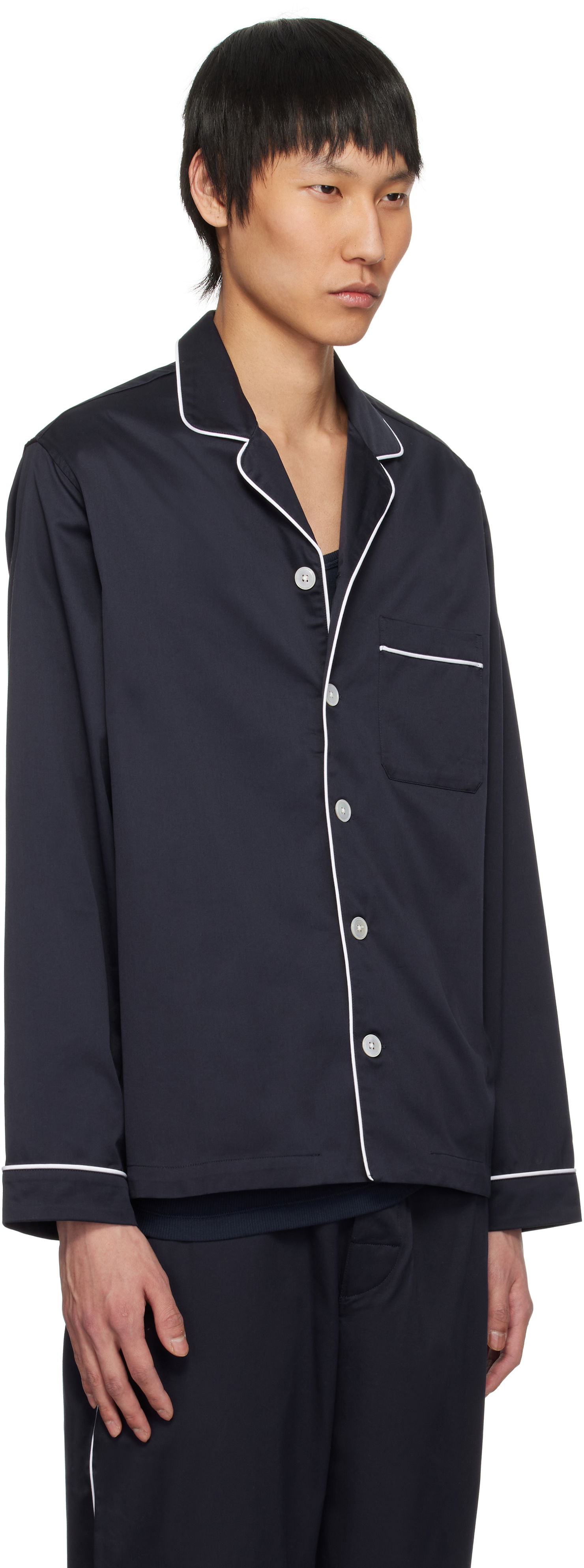 Pyjamas TEKLA Sateen Long-Sleeved Pyjama Shirt Blå | SWT-NAV & SWP-NAV, 1