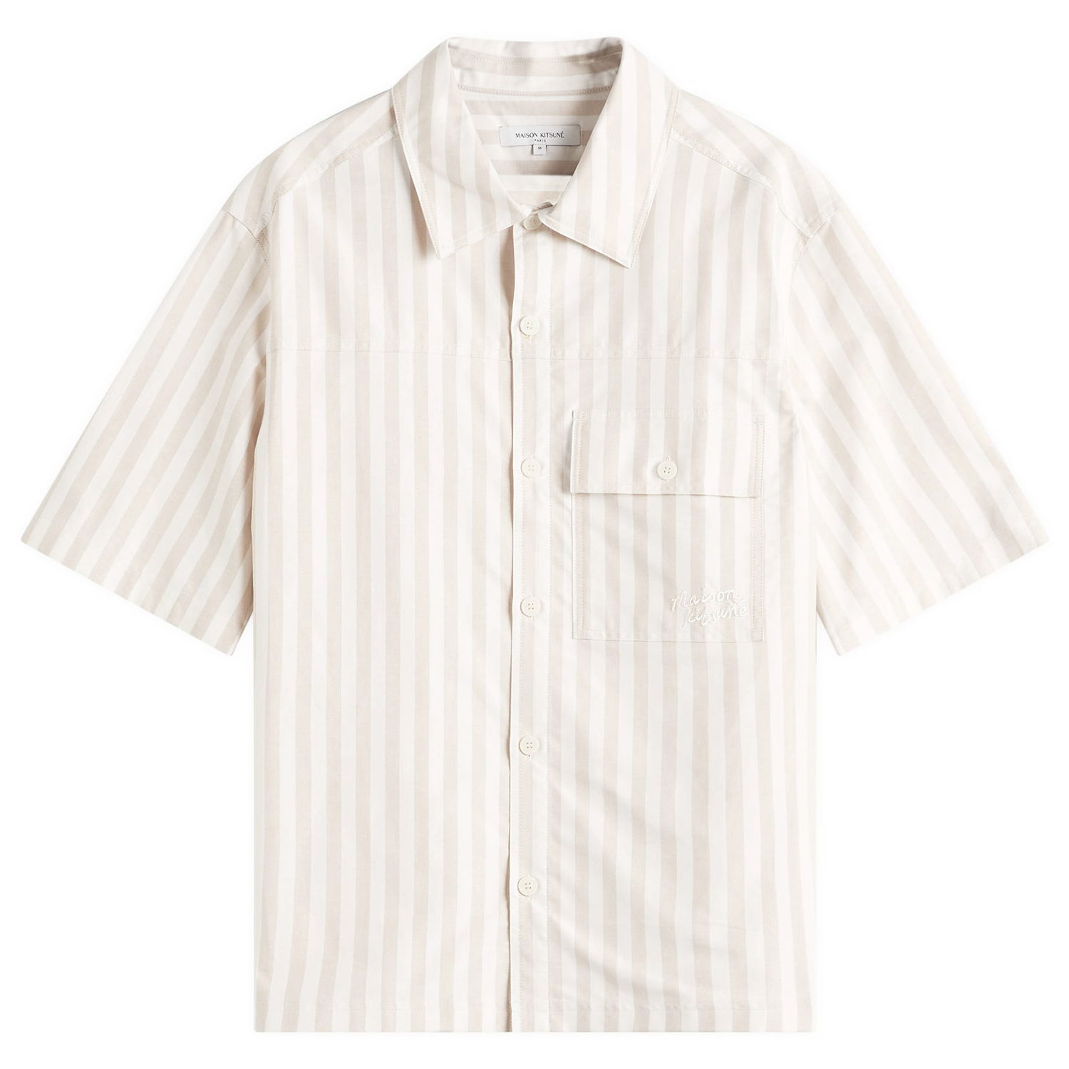 Skjorte MAISON KITSUNÉ Maison Kitsuné Handwriting Overshirt Beige | OM00429WC5045-0189, 0