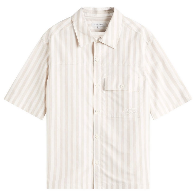 Skjorte MAISON KITSUNÉ Maison Kitsuné Handwriting Overshirt Beige | OM00429WC5045-0189