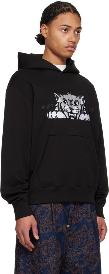 Sweatshirt KENZO Happy Tiger Embroidered Hoodie Sort | FF55SW2644MF, 1
