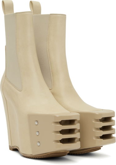Tøj Rick Owens Rick Owens Hollywood Grilled Wedge Beatle Chelsea Boots Beige | RP01E7848 LBHGR, 3