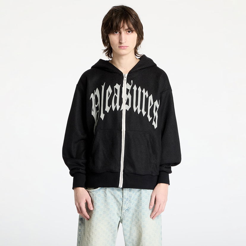 Sweatshirt Pleasures PLEASURES Twitch Knitted Zip Hoodie Sort | P25SP007 BLACK