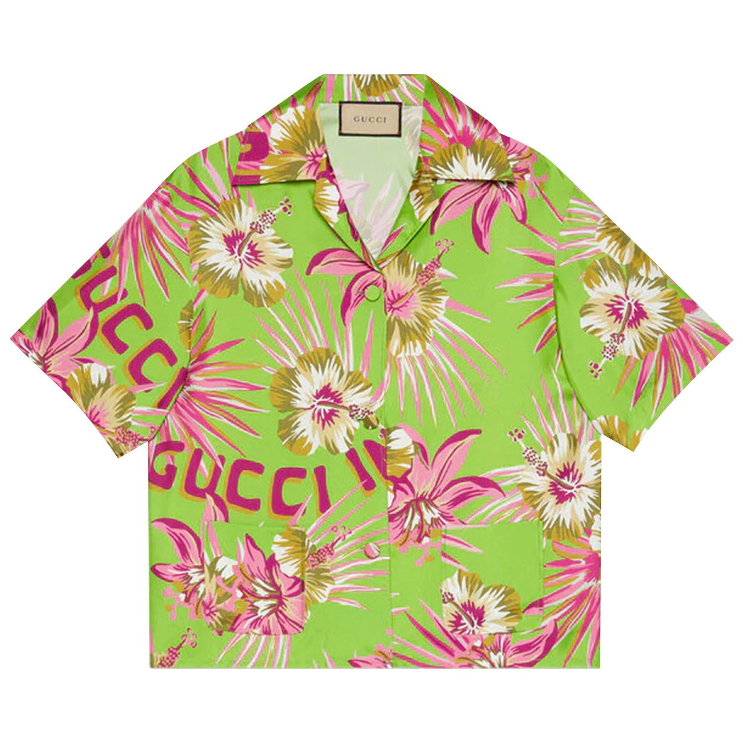 Skjorte Gucci Floral Silk Bowling Shirt Grøn | 694890 ZAI5R 3663, 1
