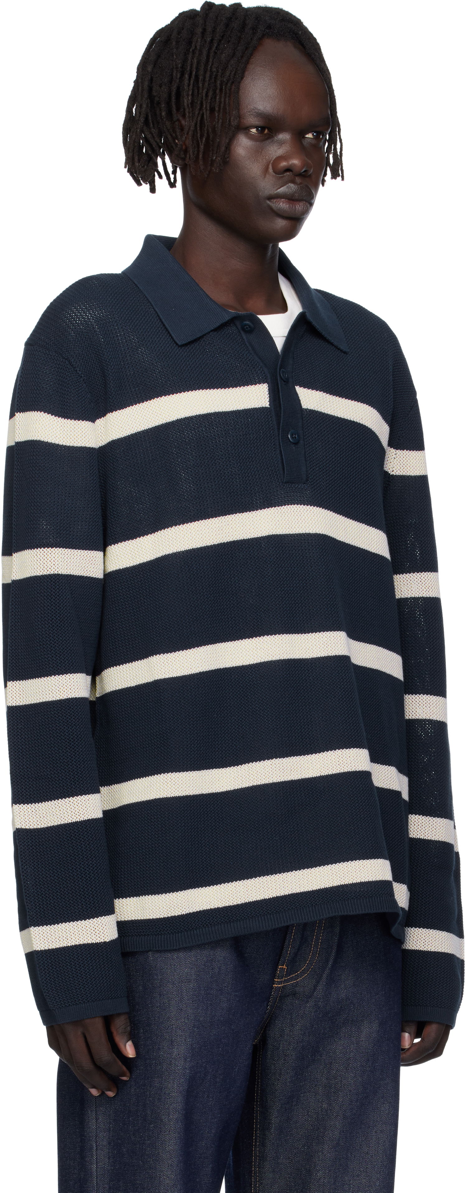 Polo skjorte CALVIN KLEIN Calvin Klein Long Sleeve Striped Polo Mørkeblå | 81B388G, 1