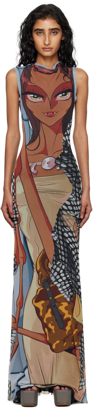 Kjole Ottolinger Ottolinger Printed Mesh Maxi Dress Flerfarvet | 101-500301-04, 0