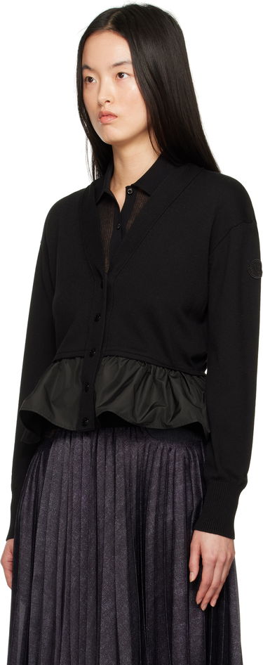 Sweater Moncler Moncler Cotton, Cashmere & Silk Peplum Cardigan Sort | K10939B00038M4066, 3