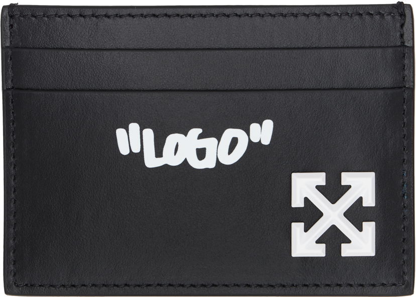 Tegnebog Off-White Off-White Jitney Quote Leather Card Holder Sort | OMND09FC99LEA0011001