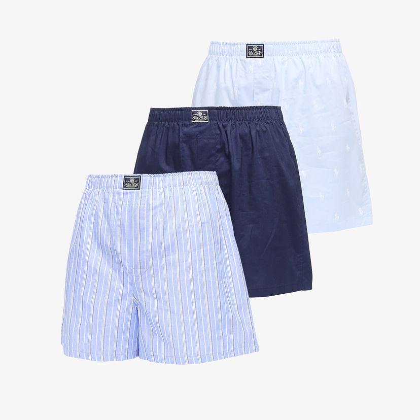 Boksere Polo by Ralph Lauren Ralph Lauren Woven Boxer Shorts, 3-Pack Blå | 714830273040